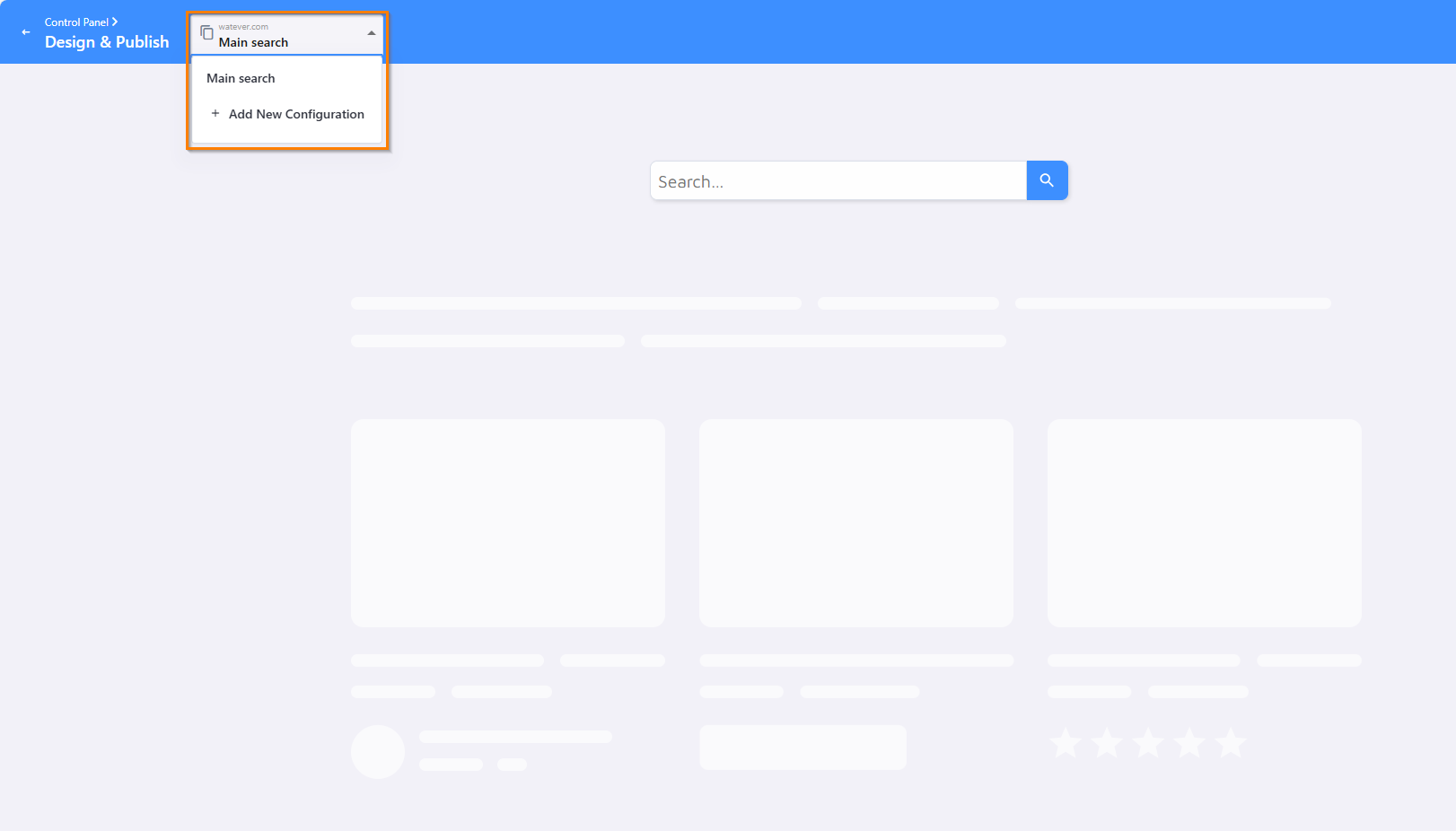 Configuration menu in Design &amp; Publish
