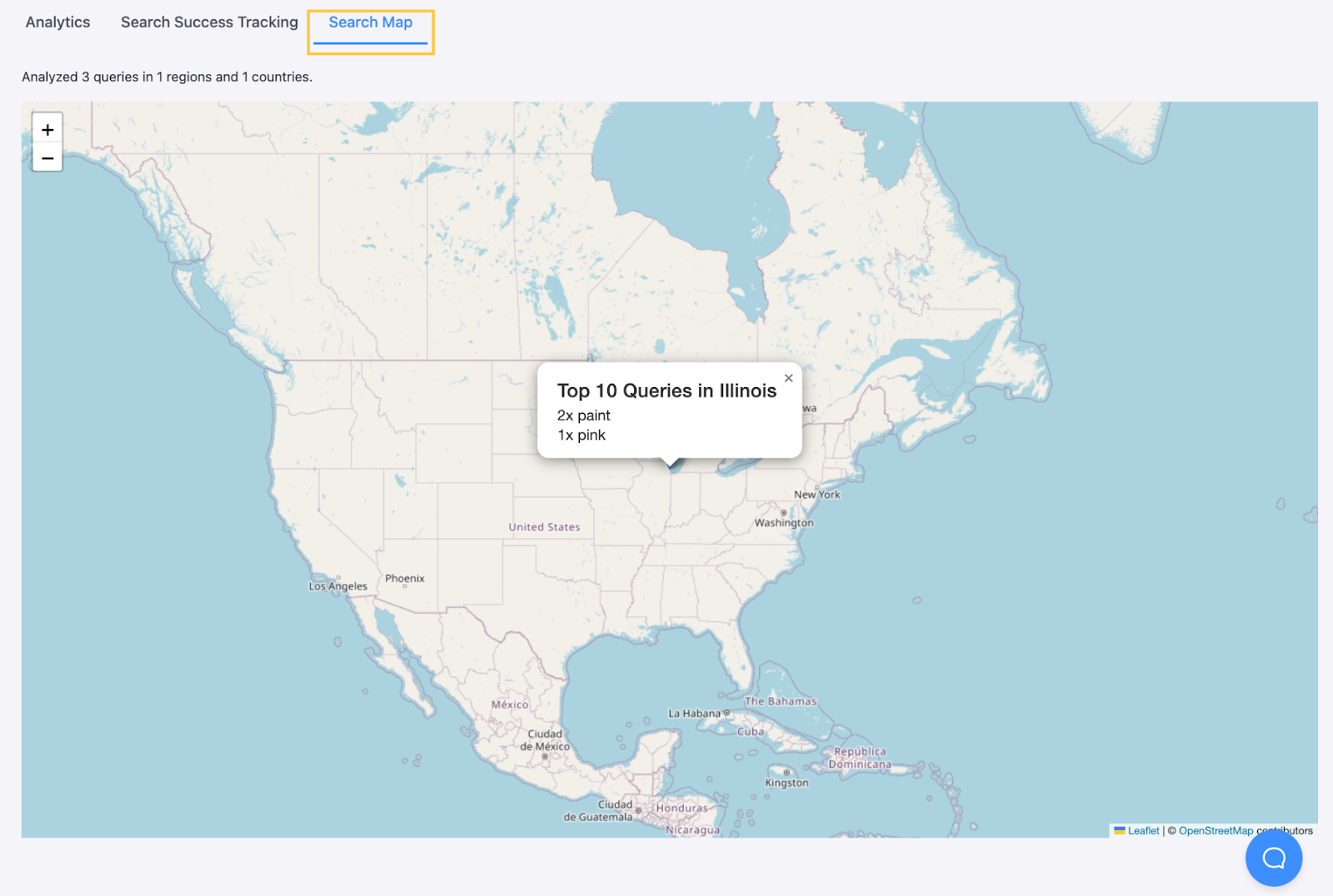 Search Map tab