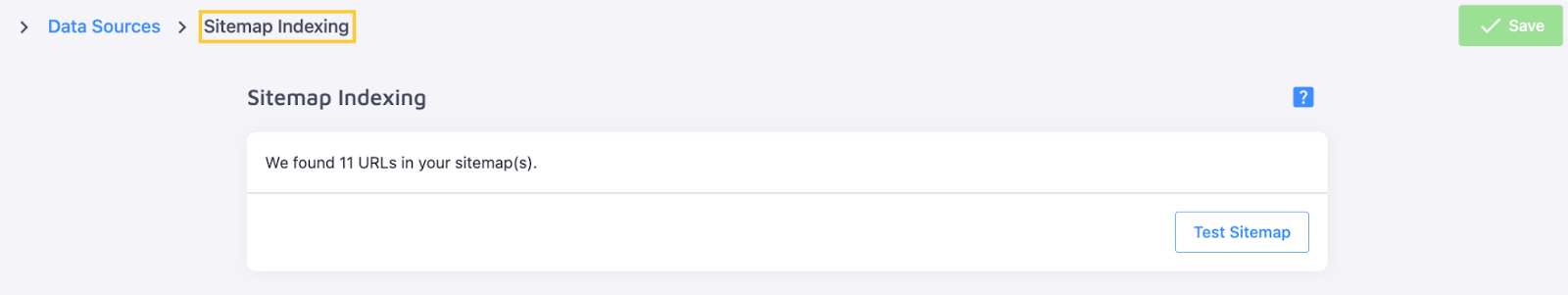 Sitemap Indexing tab