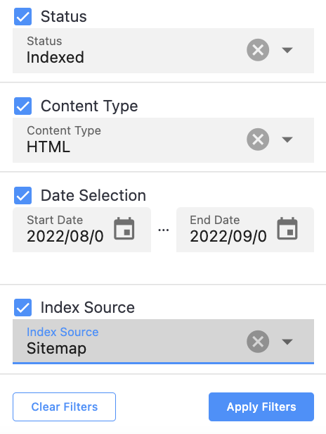 Filter options