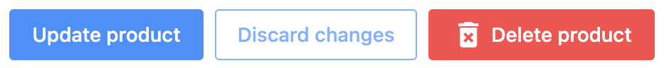 Products details Update/Discard Changes/Delete buttons
