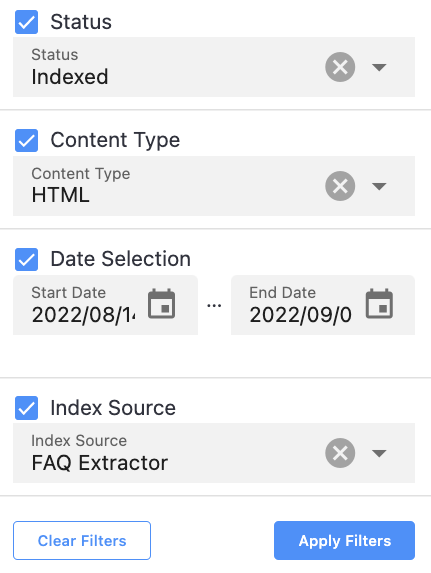 Filter options for non-commercial pages