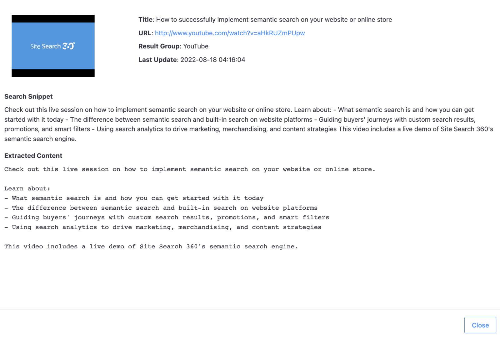 Non-commercials page details