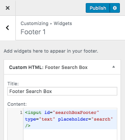 add custom search bar to wordpress footer
