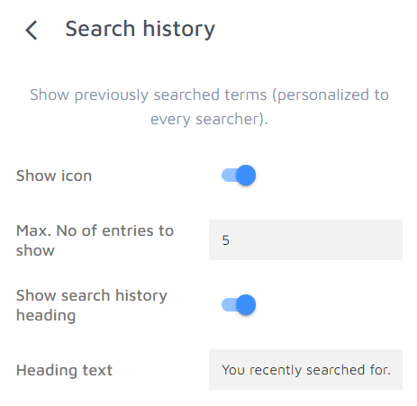 Search history configuration