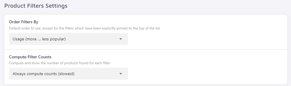 Order filters by usage
